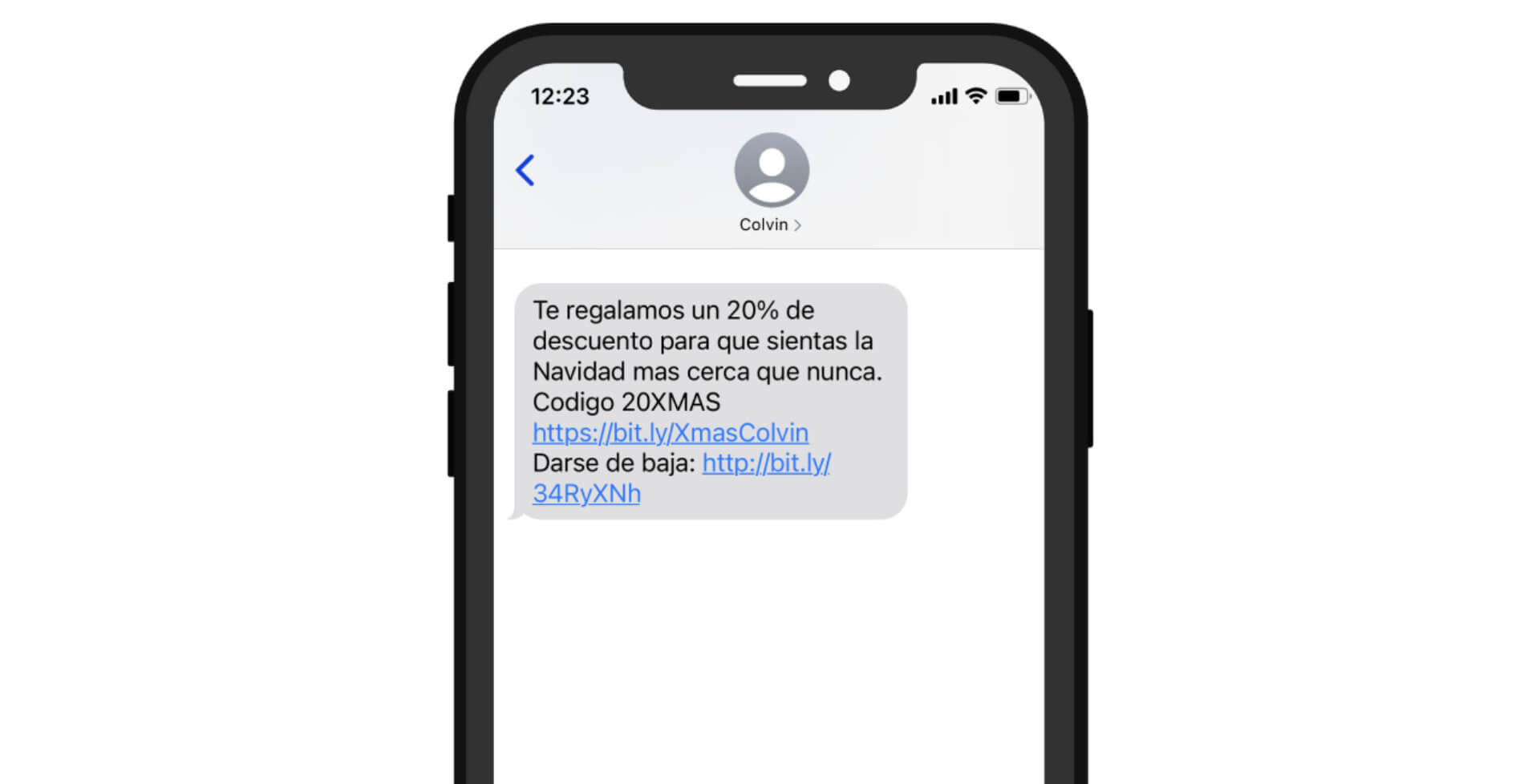 Ejemplo SMS promoción - Colvin