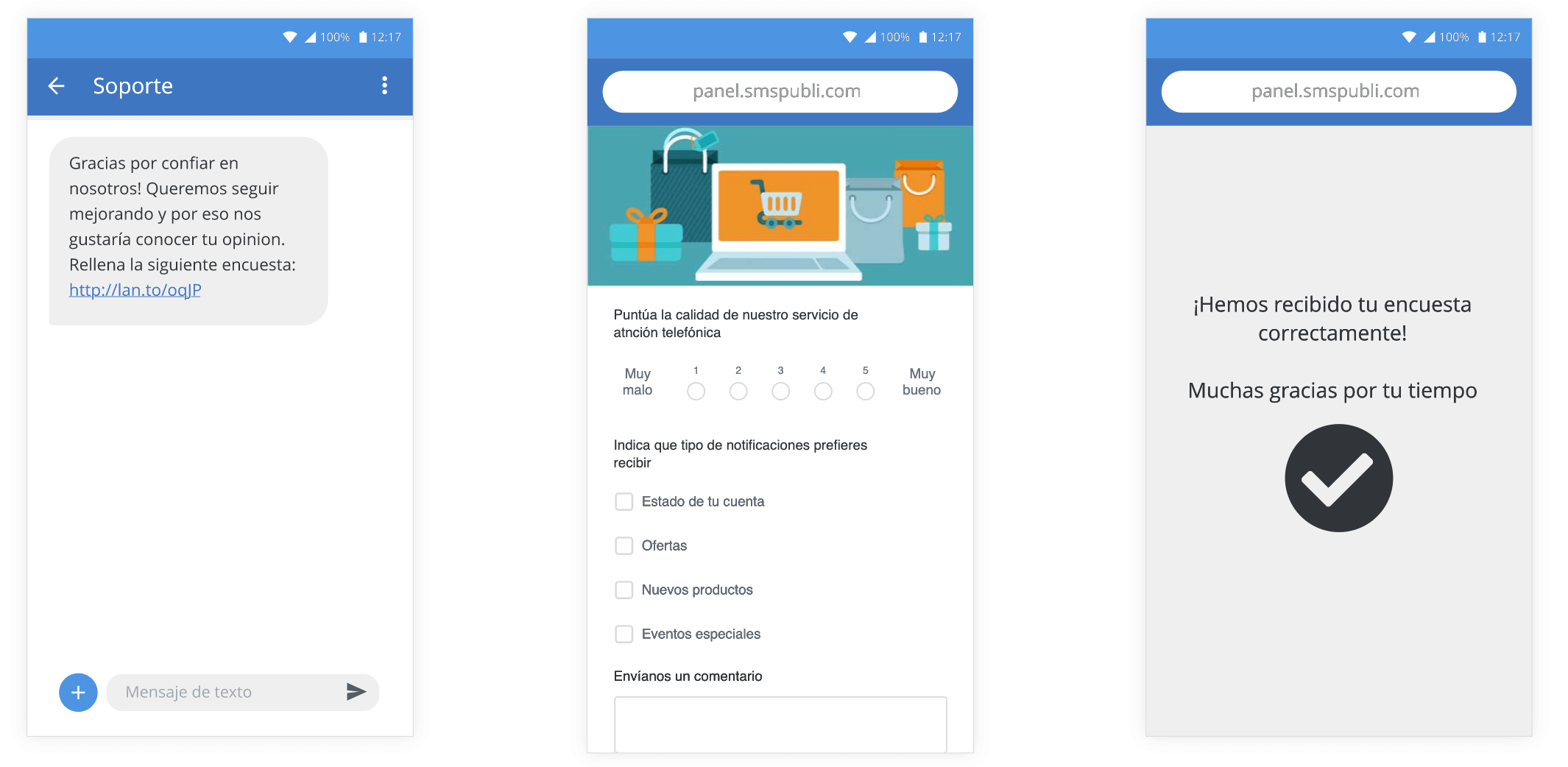 Ejemplos mensajes sobre preguntar su opini&oacute;n