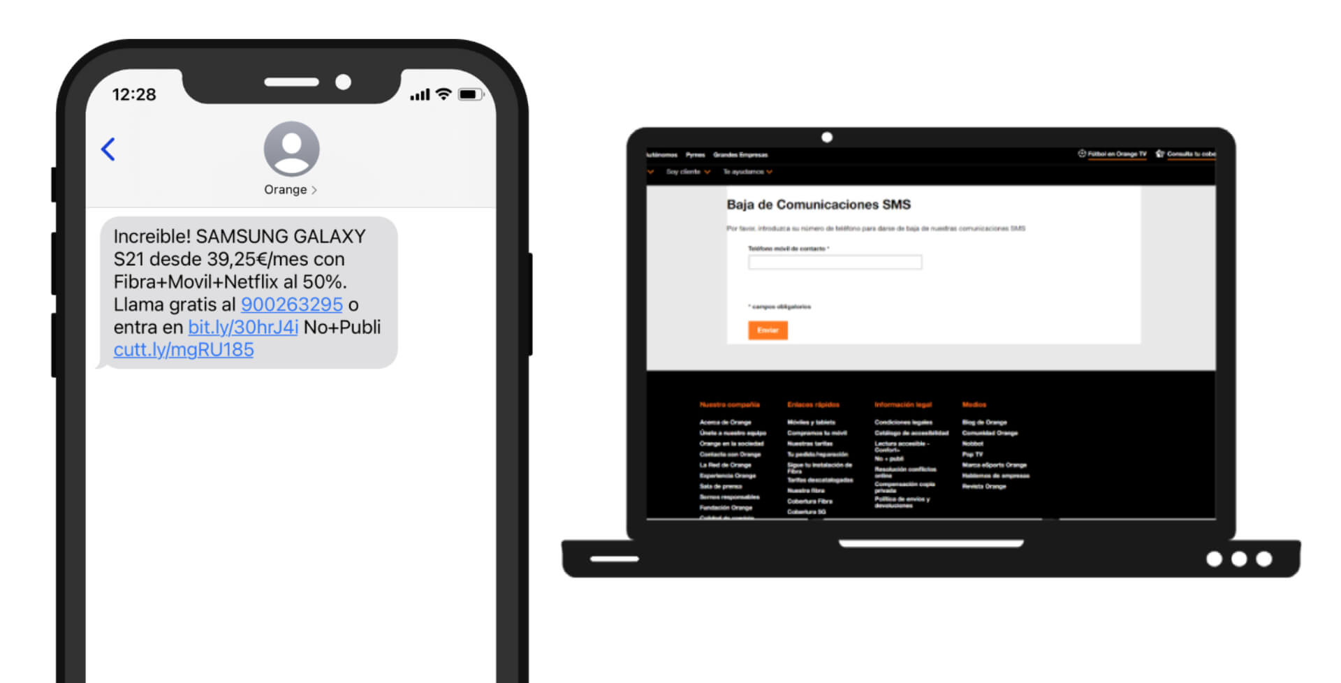 Ejemplo baja SMS - Orange
